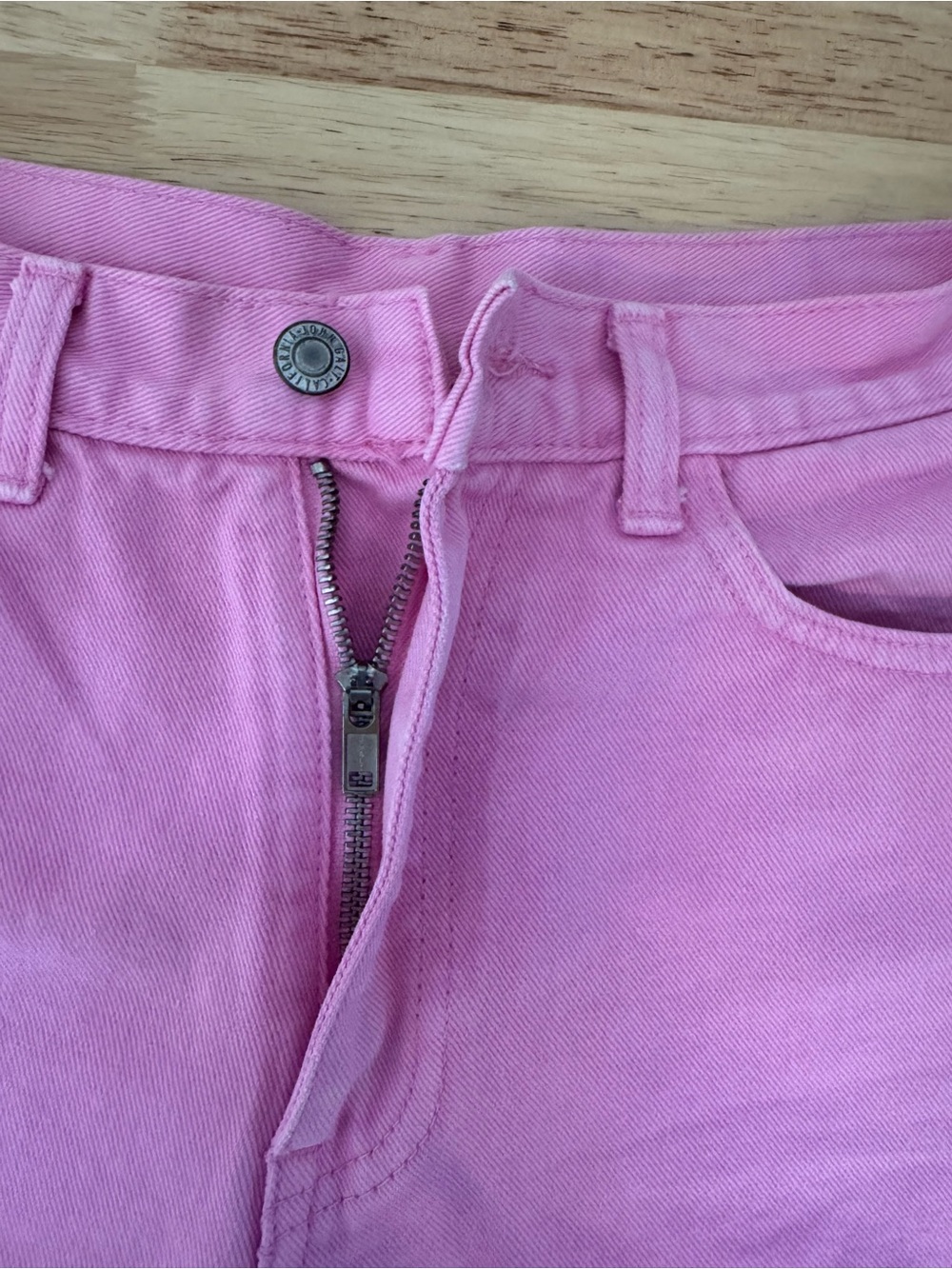 J Galt Brandy Melville Pink Denim High Rise Shorts - Picture 3 of 6